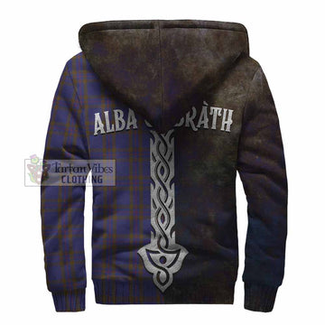 Elliot Tartan Family Crest Sherpa Hoodie Alba Gu Brath Be Brave Lion Ancient Style