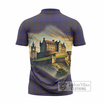 Elliot Tartan Family Crest Zipper Polo Shirt with Scottish Ancient Castle Style