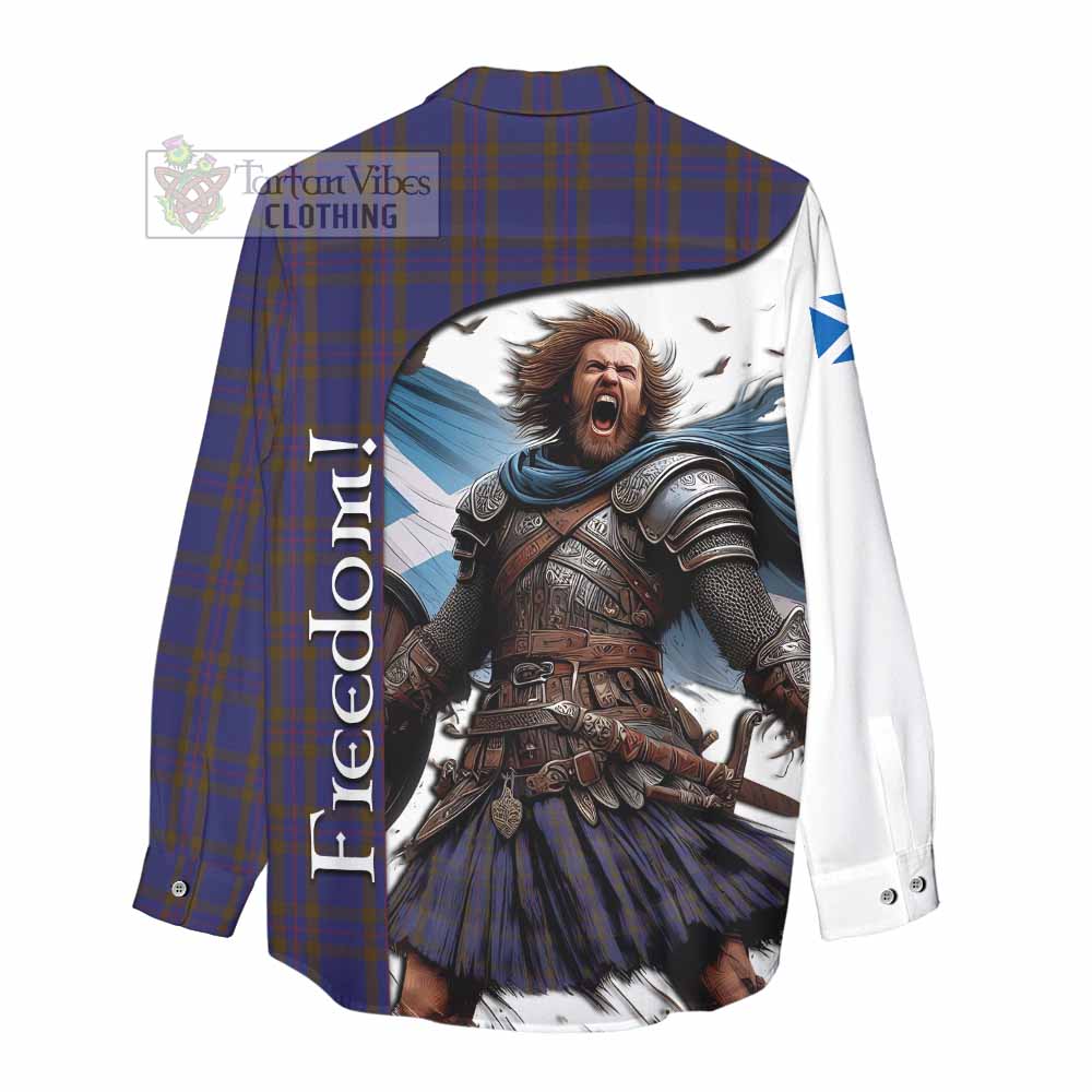 Tartan Vibes Clothing Elliot Crest Tartan Women's Casual Shirt Inspired by the Freedom of Scottish Warrior