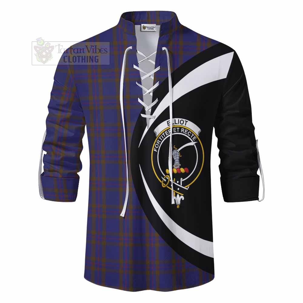 Tartan Vibes Clothing Elliot Tartan Ghillie Kilt Shirt with Family Crest Circle Style