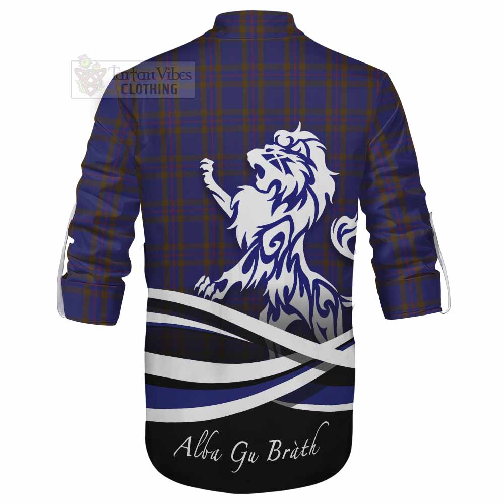 Tartan Vibes Clothing Elliot Tartan Ghillie Kilt Shirt with Alba Gu Brath Regal Lion Emblem