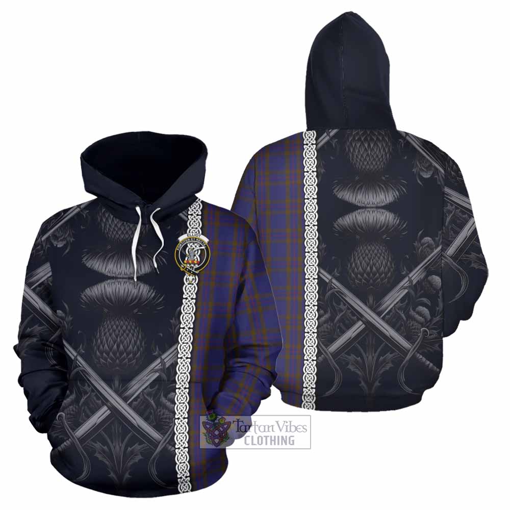 Tartan Vibes Clothing Elliot Tartan Hoodie with Family Crest Cross Sword Thistle Celtic Vibes