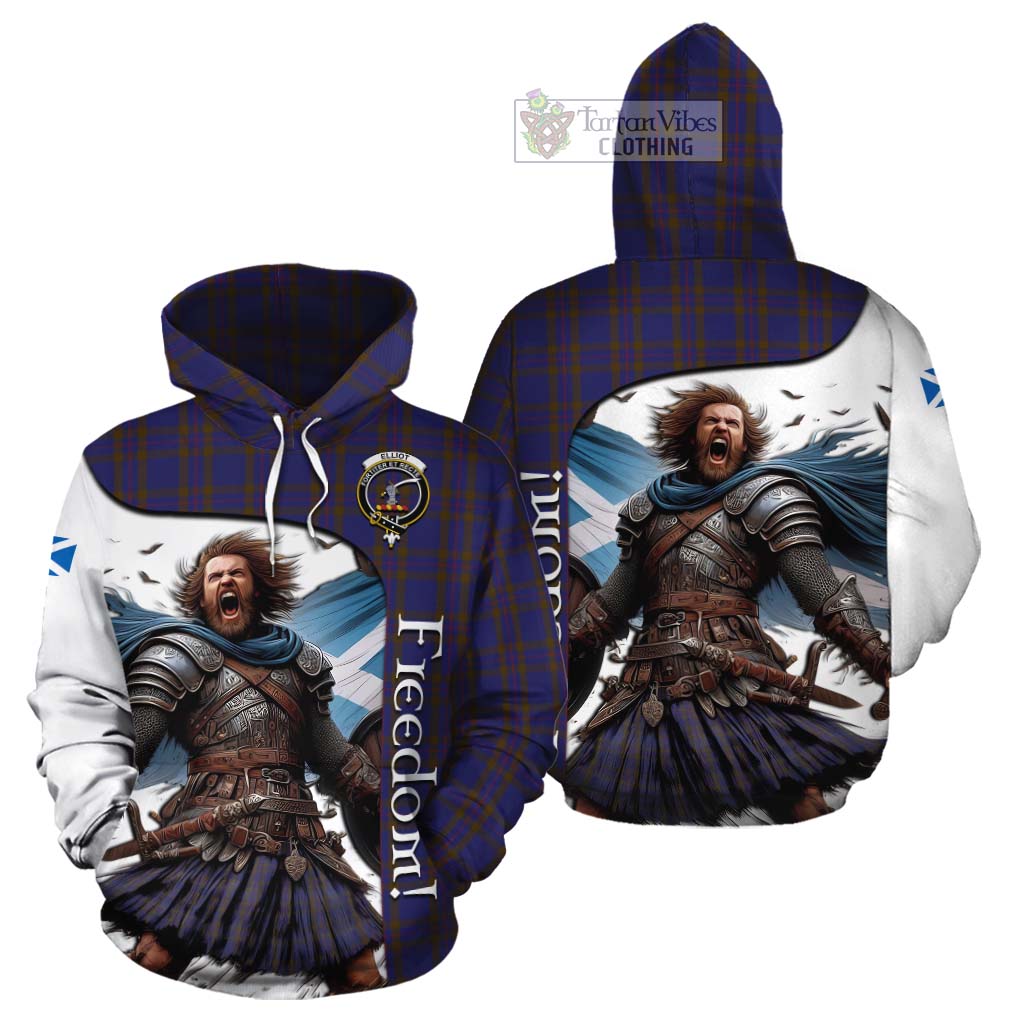 Tartan Vibes Clothing Elliot Crest Tartan Cotton Hoodie Inspired by the Freedom of Scottish Warrior