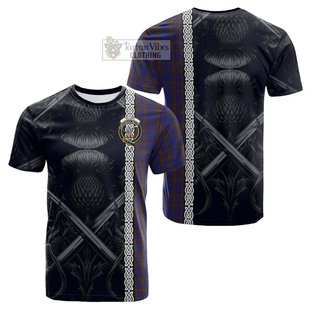 Tartan Vibes Clothing Elliot Tartan Cotton T-shirt with Family Crest Cross Sword Thistle Celtic Vibes
