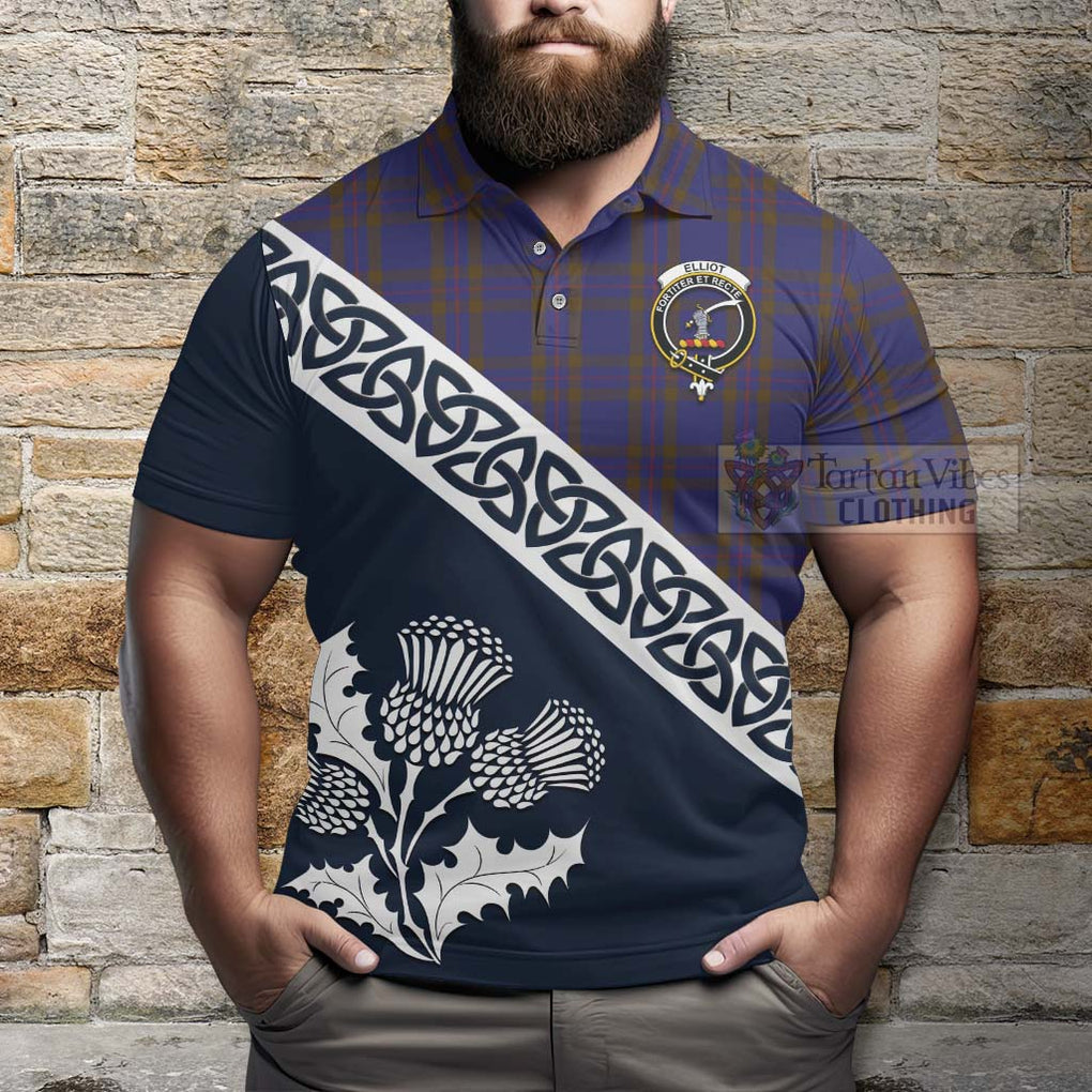 Elliot Tartan Polo Shirt Featuring Thistle and Scotland Map