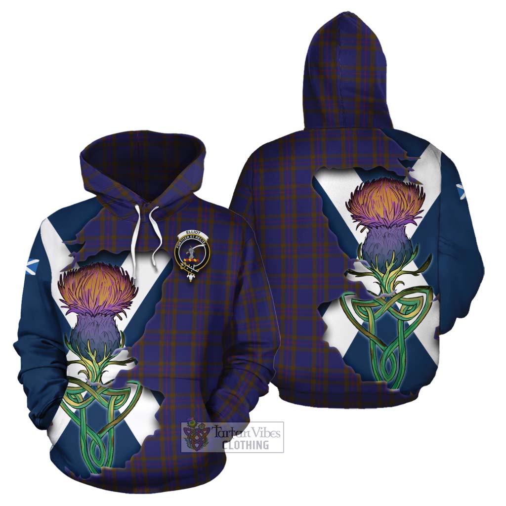 Tartan Vibes Clothing Elliot Tartan Family Crest Cotton Hoodie Scottish Thistle Celtic Inspired