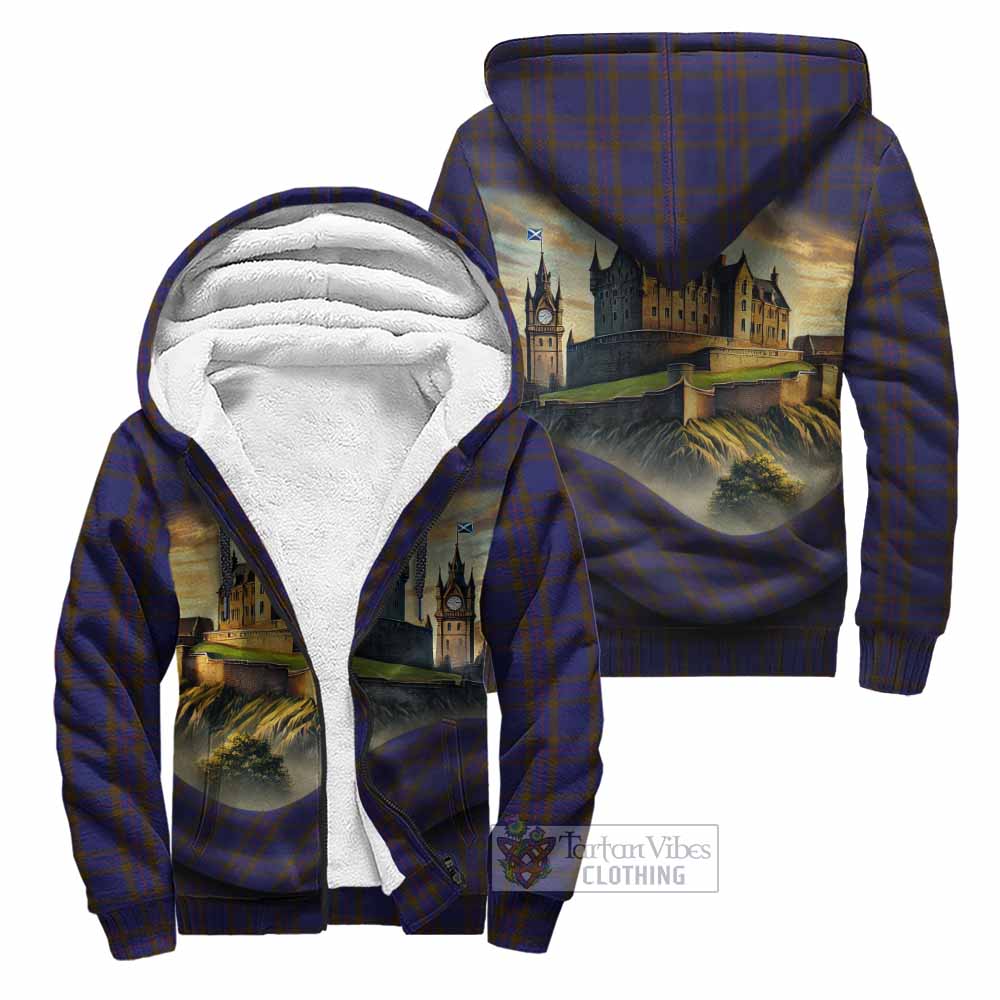 Tartan Vibes Clothing Elliot Tartan Family Crest Sherpa Hoodie with Scottish Ancient Castle Style