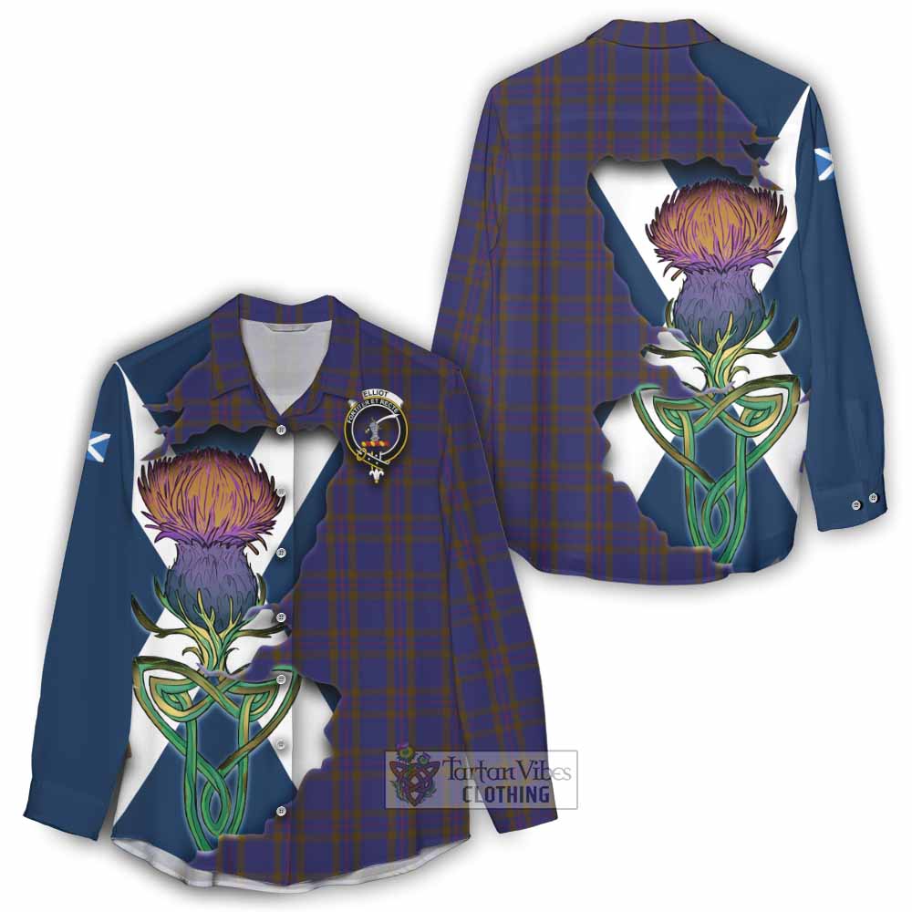Tartan Vibes Clothing Elliot Tartan Family Crest Women's Casual Shirt Scottish Thistle Celtic Inspired