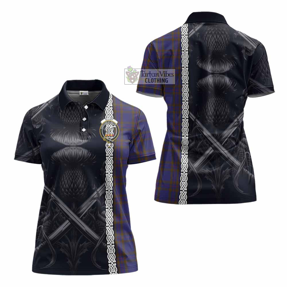 Tartan Vibes Clothing Elliot Tartan Women's Polo Shirt with Family Crest Cross Sword Thistle Celtic Vibes