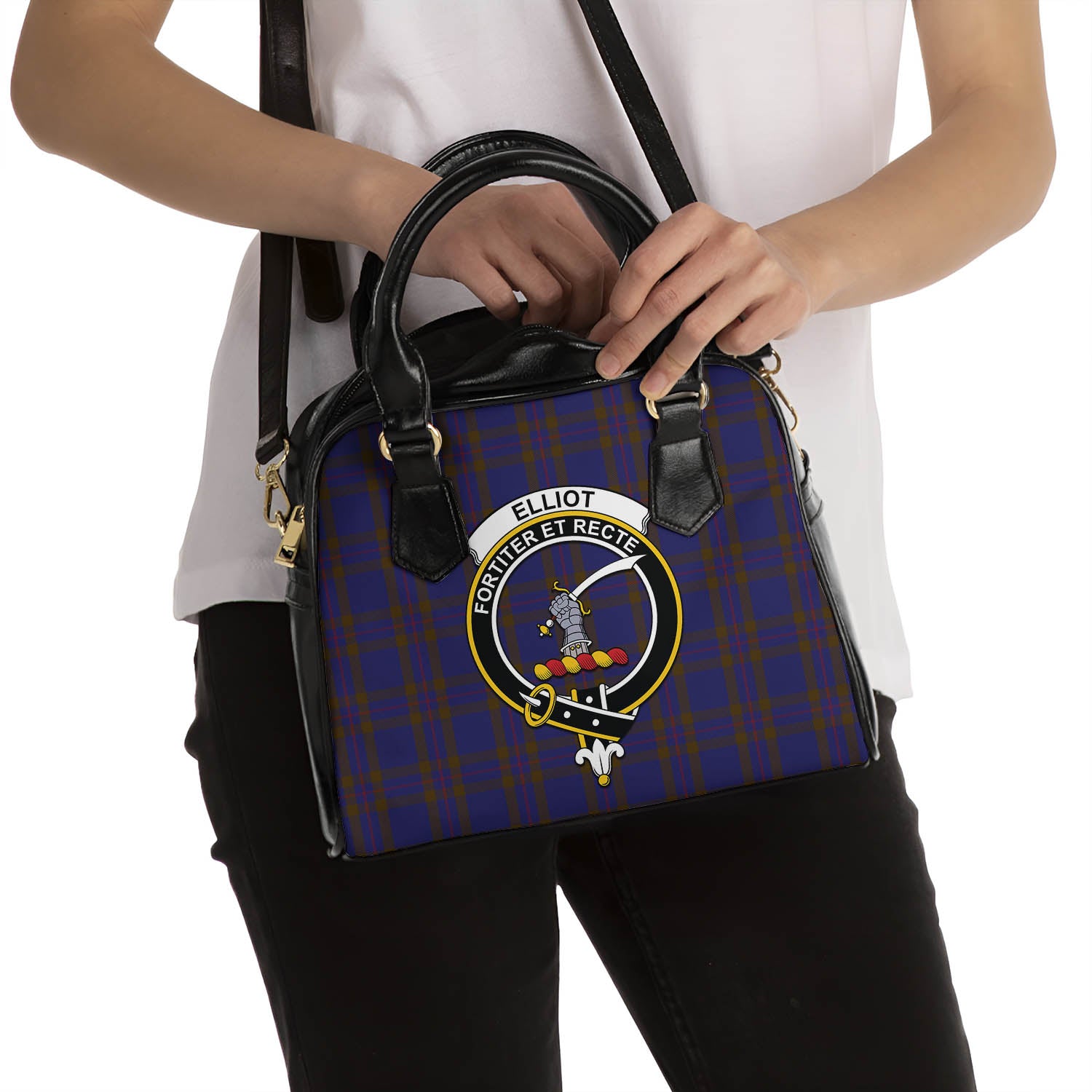 Elliot Tartan Shoulder Handbags with Family Crest - Tartanvibesclothing