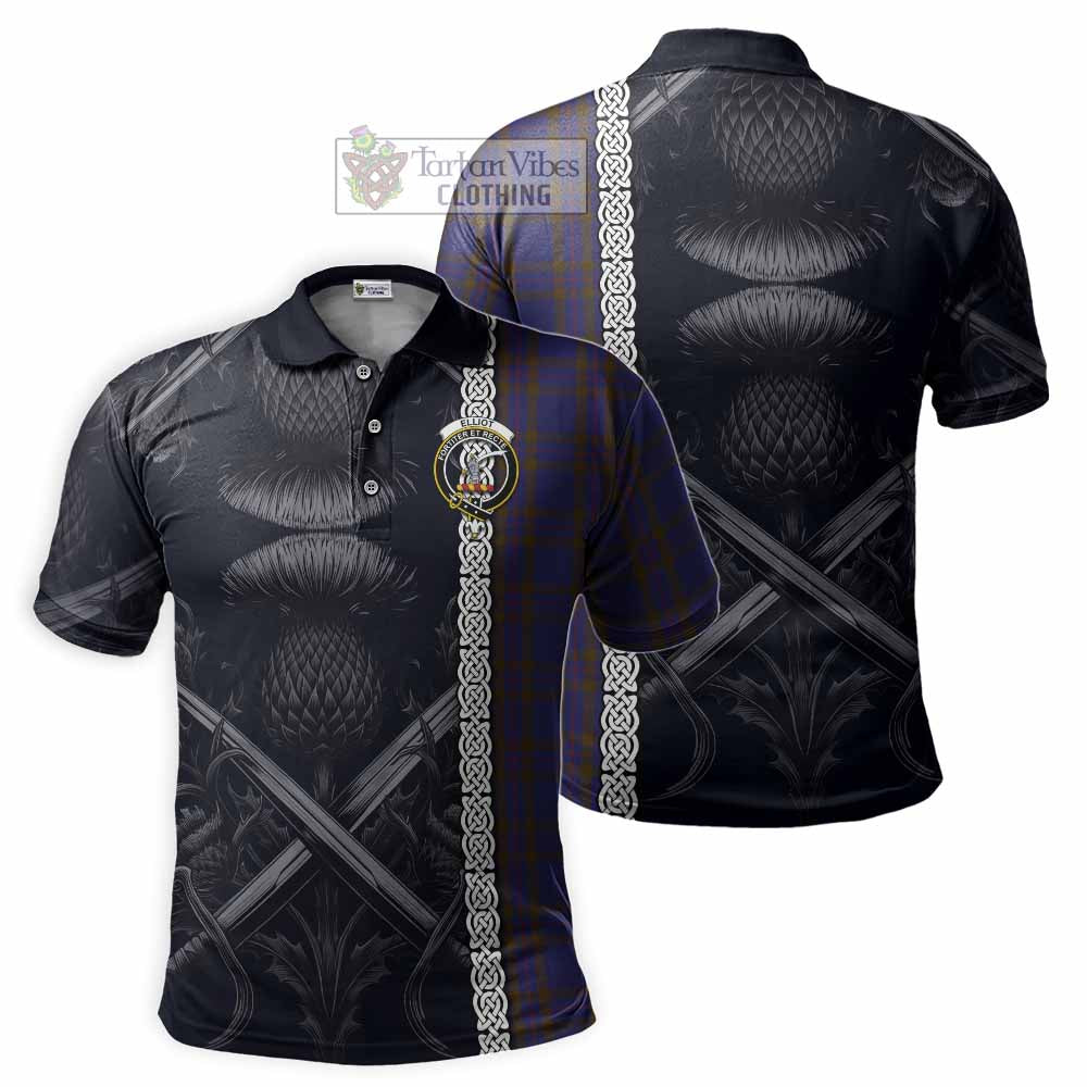Tartan Vibes Clothing Elliot Tartan Polo Shirt with Family Crest Cross Sword Thistle Celtic Vibes