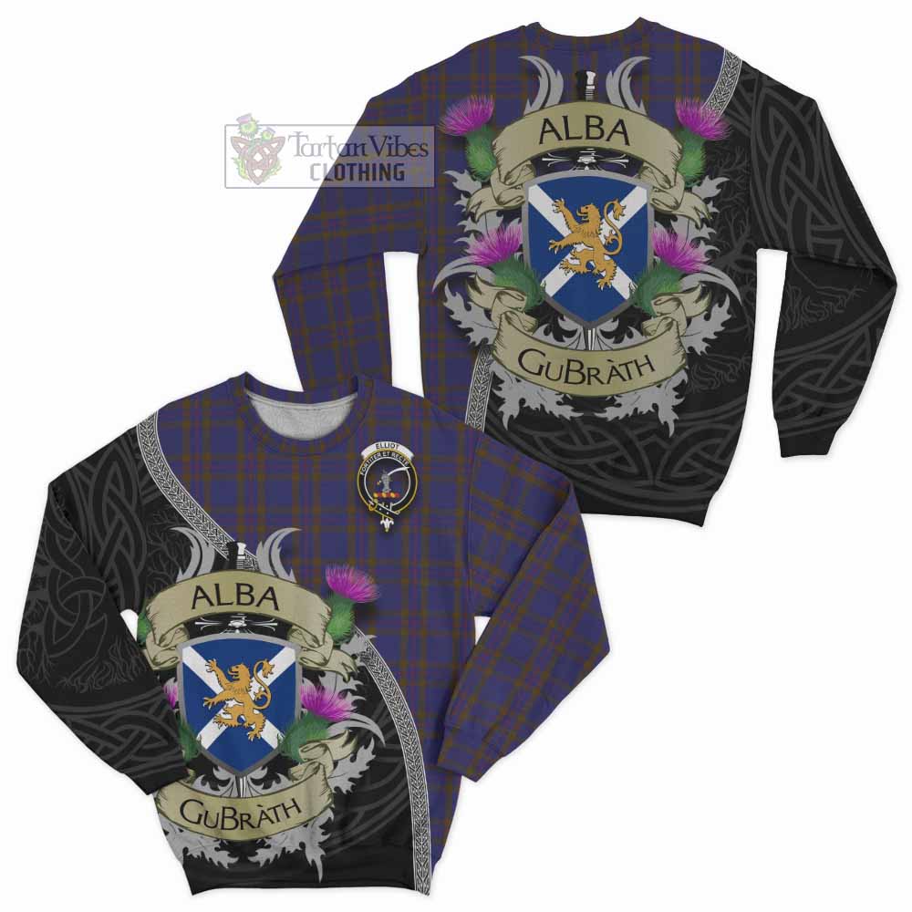 Tartan Vibes Clothing Elliot Tartan Family Crest Sweatshirt Lion Rampant Royal Thistle Shield Celtic Inspired
