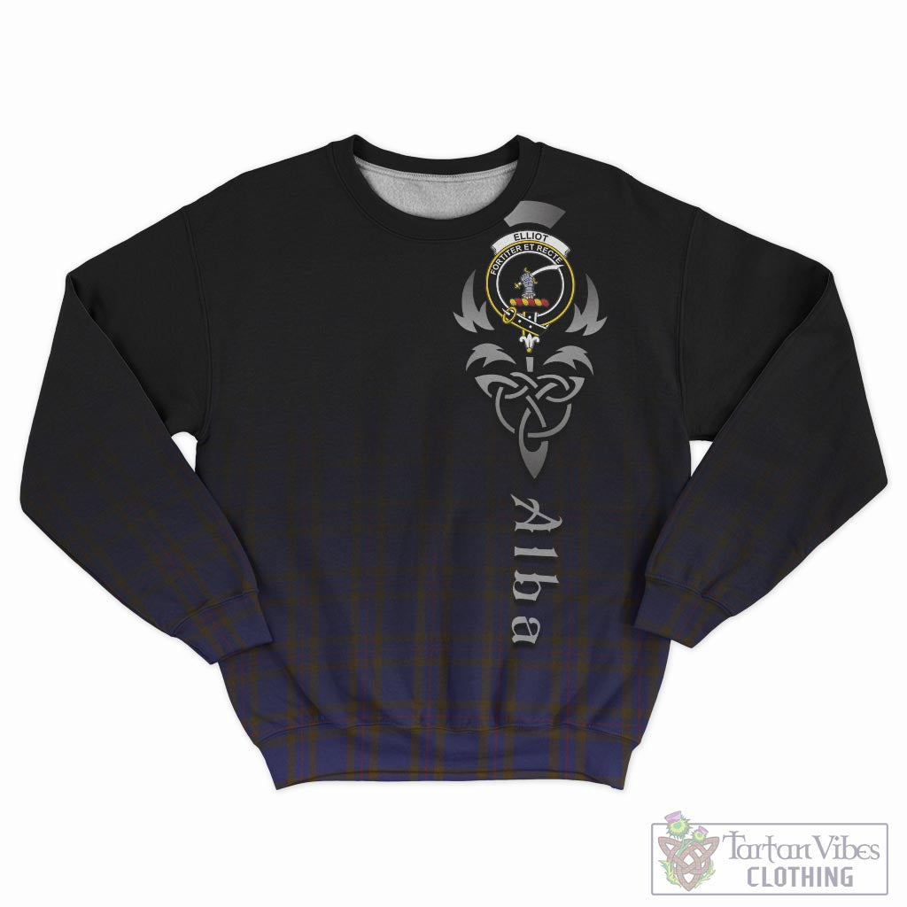 Tartan Vibes Clothing Elliot Tartan Sweatshirt Featuring Alba Gu Brath Family Crest Celtic Inspired