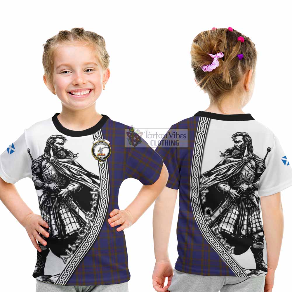 Elliot Tartan Clan Crest Kid T-Shirt with Highlander Warrior Celtic Style