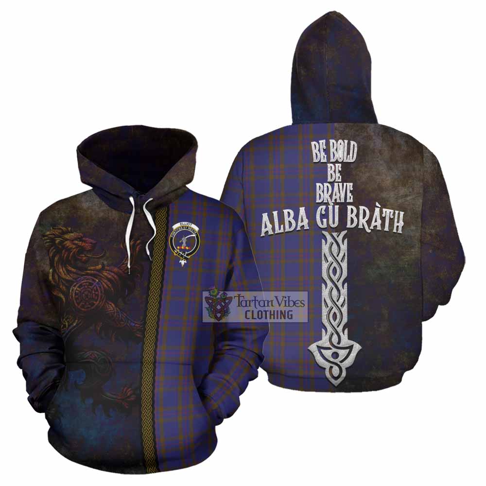 Tartan Vibes Clothing Elliot Tartan Family Crest Hoodie Alba Gu Brath Be Brave Lion Ancient Style