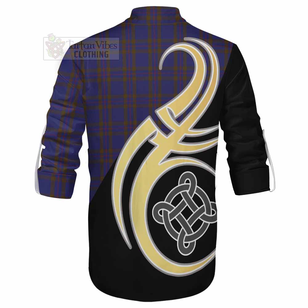Tartan Vibes Clothing Elliot Tartan Ghillie Kilt Shirt with Family Crest and Celtic Symbol Style