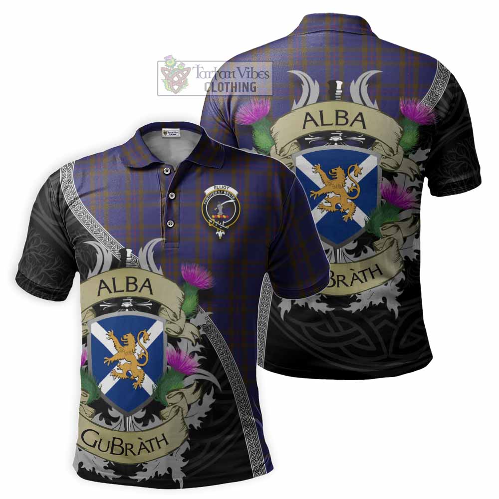 Tartan Vibes Clothing Elliot Tartan Family Crest Polo Shirt Lion Rampant Royal Thistle Shield Celtic Inspired