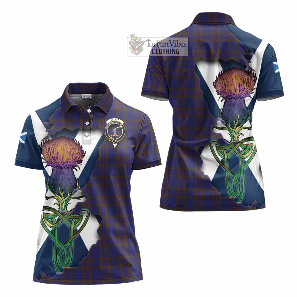 Tartan Vibes Clothing Elliot Tartan Family Crest Women's Polo Shirt Scottish Thistle Celtic Inspired