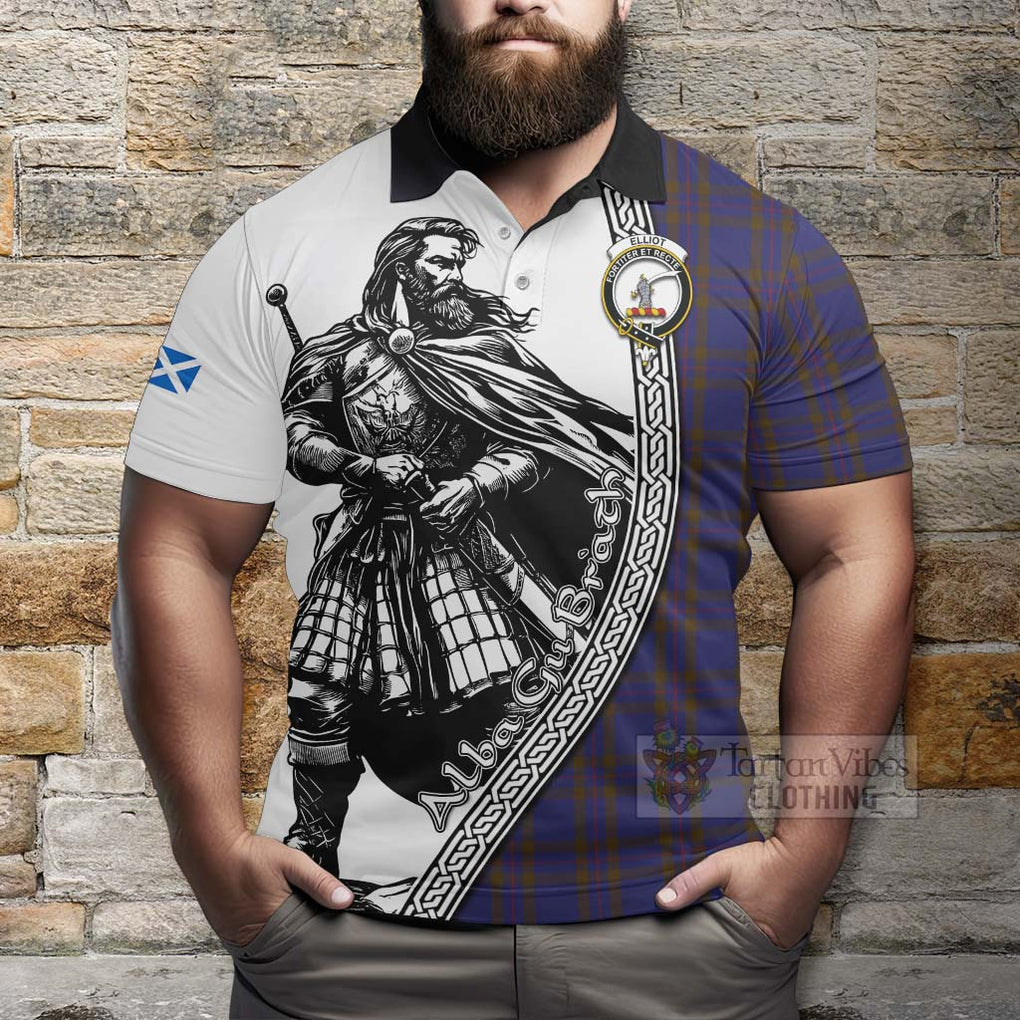 Tartan Vibes Clothing Elliot Tartan Clan Crest Polo Shirt with Highlander Warrior Celtic Style