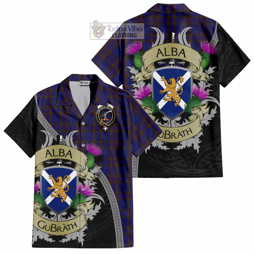Tartan Vibes Clothing Elliot Tartan Family Crest Short Sleeve Button Shirt Lion Rampant Royal Thistle Shield Celtic Inspired