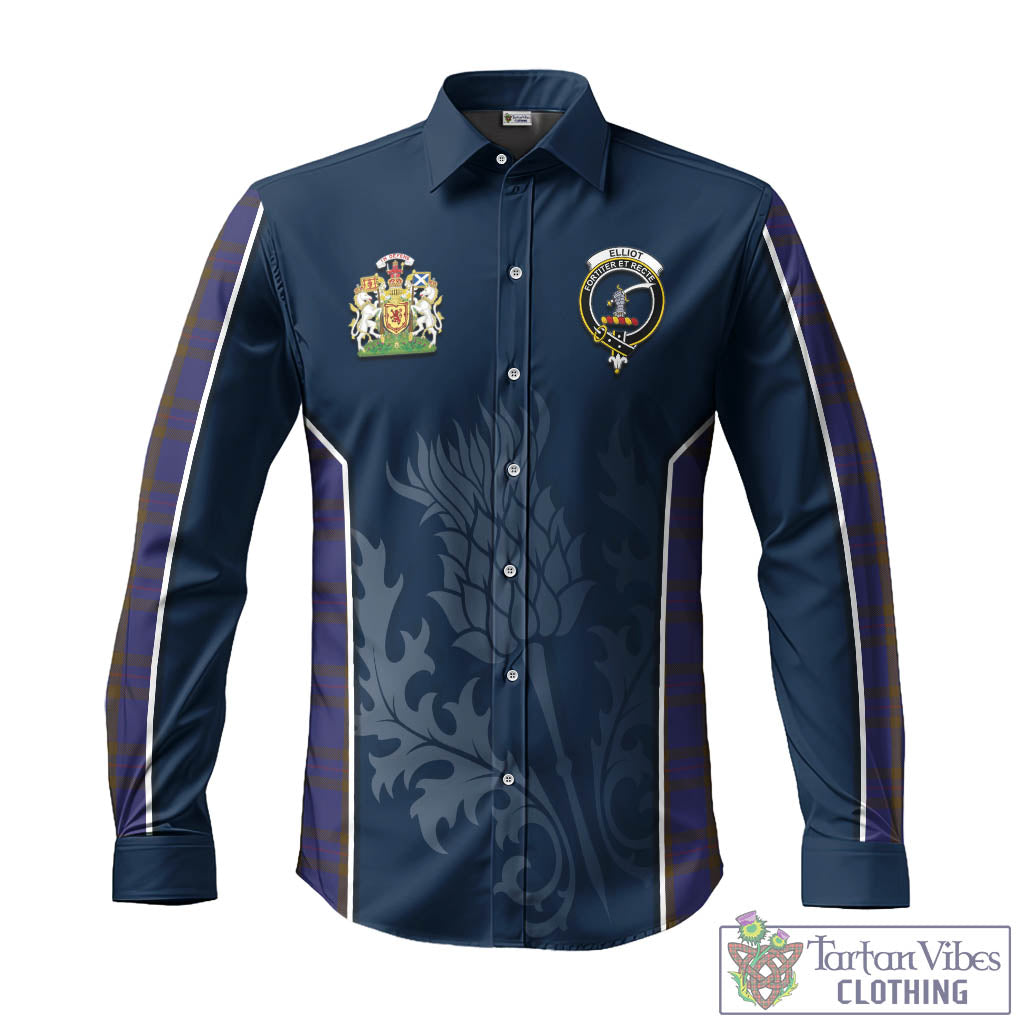 Tartan Vibes Clothing Elliot Tartan Long Sleeve Button Up Shirt with Family Crest and Scottish Thistle Vibes Sport Style