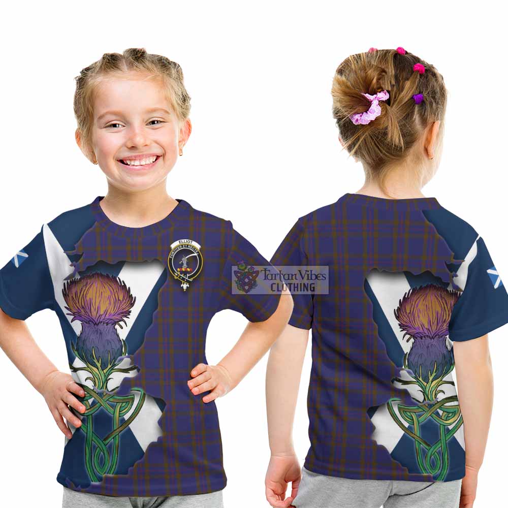 Tartan Vibes Clothing Elliot Tartan Family Crest Kid T-Shirt Scottish Thistle Celtic Inspired
