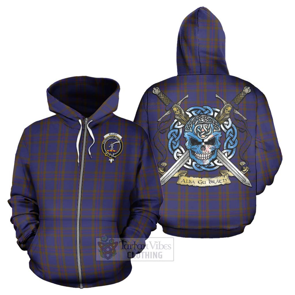Tartan Vibes Clothing Elliot Tartan Hoodie with Family Crest Celtic Skull Style