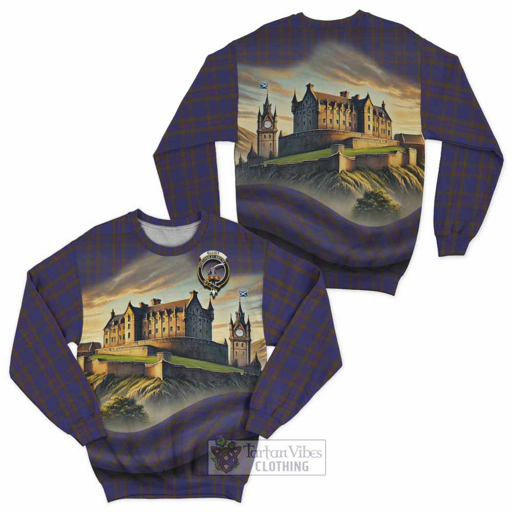 Tartan Vibes Clothing Elliot Tartan Family Crest Sweatshirt with Scottish Ancient Castle Style