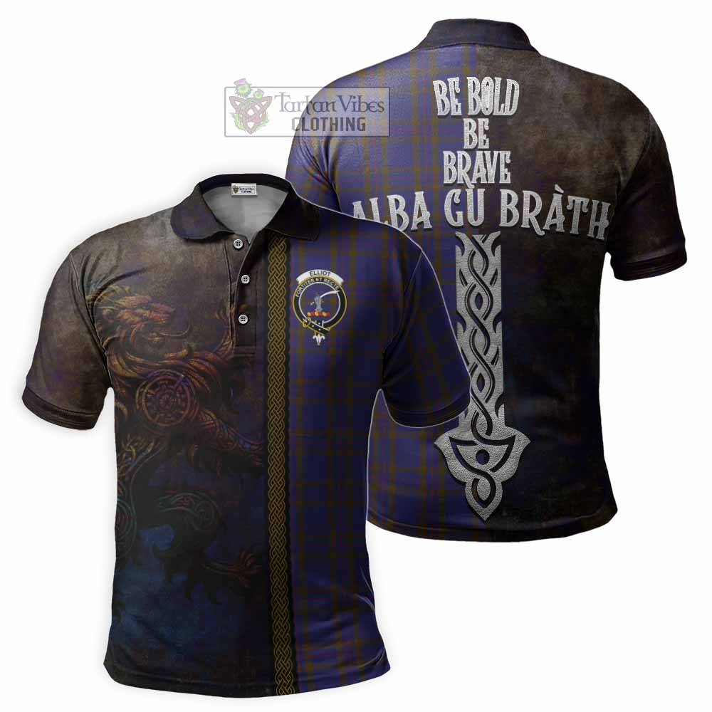 Tartan Vibes Clothing Elliot Tartan Family Crest Polo Shirt Alba Gu Brath Be Brave Lion Ancient Style