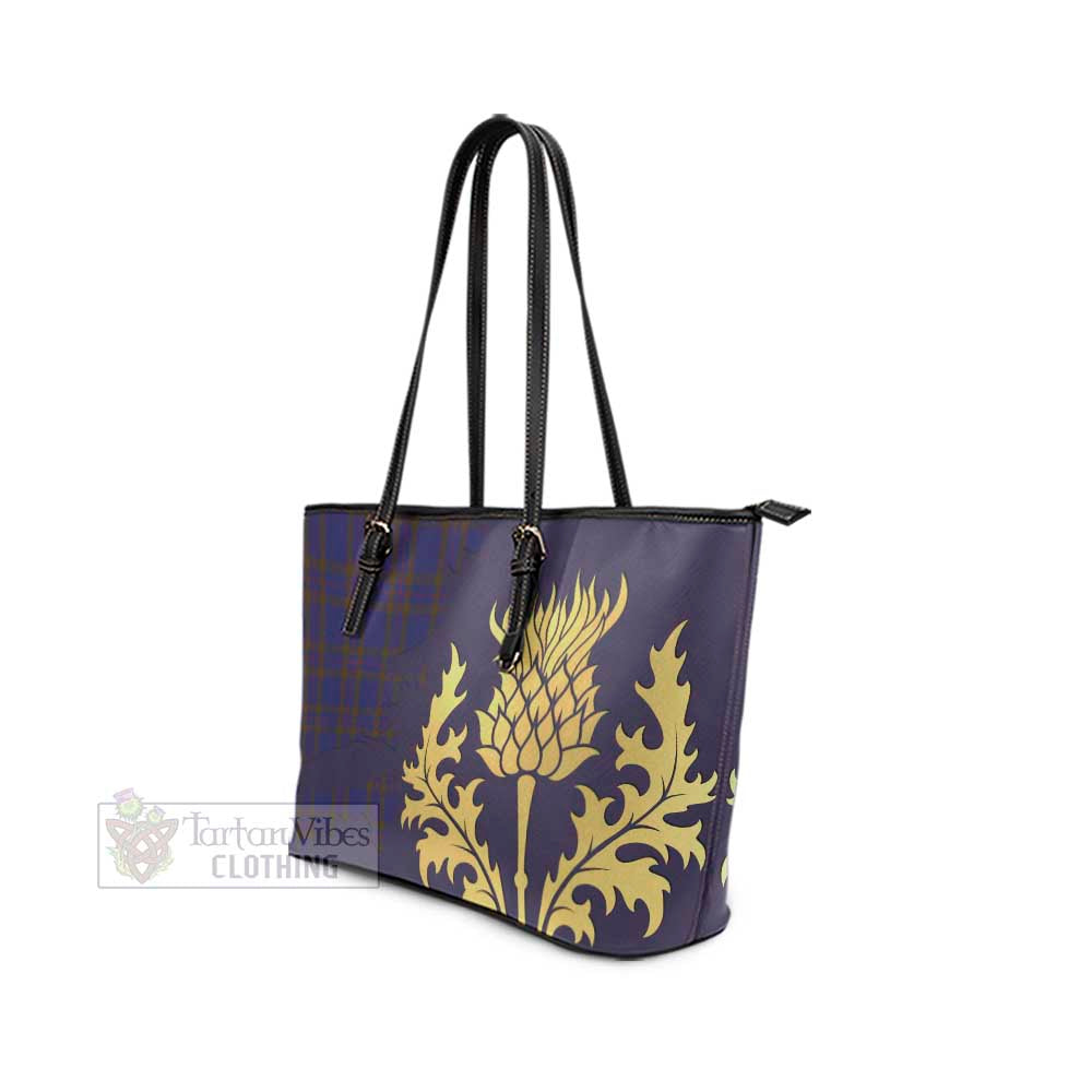 Tartan Vibes Clothing Elliot Tartan Leather Tote Bag Gold Thistle Style