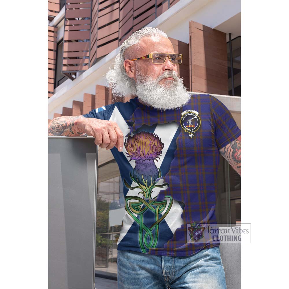 Tartan Vibes Clothing Elliot Tartan Family Crest Cotton T-shirt Scottish Thistle Celtic Inspired