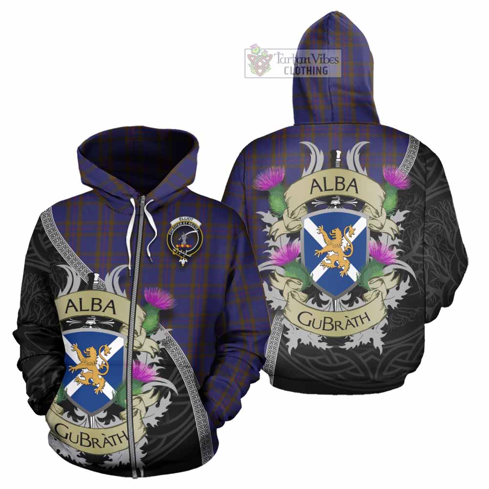 Tartan Vibes Clothing Elliot Tartan Family Crest Hoodie Lion Rampant Royal Thistle Shield Celtic Inspired
