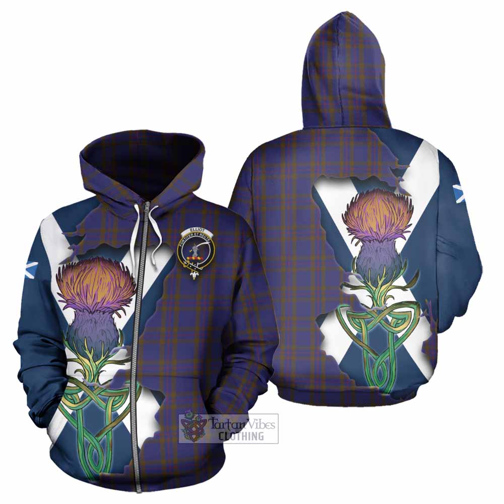 Tartan Vibes Clothing Elliot Tartan Family Crest Hoodie Scottish Thistle Celtic Inspired