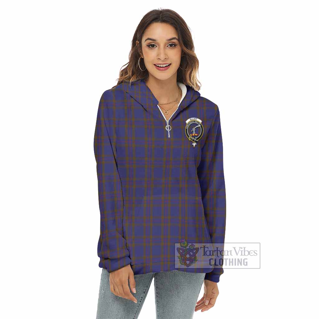 Tartan Vibes Clothing Elliot Tartan Crest Women's Borg  Half Zip Fleece Hoodie