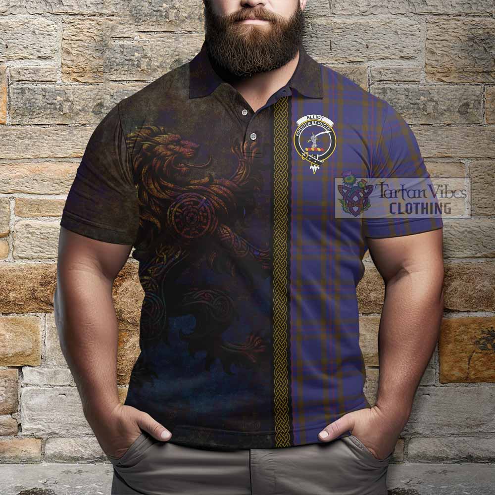 Tartan Vibes Clothing Elliot Tartan Family Crest Polo Shirt Alba Gu Brath Be Brave Lion Ancient Style