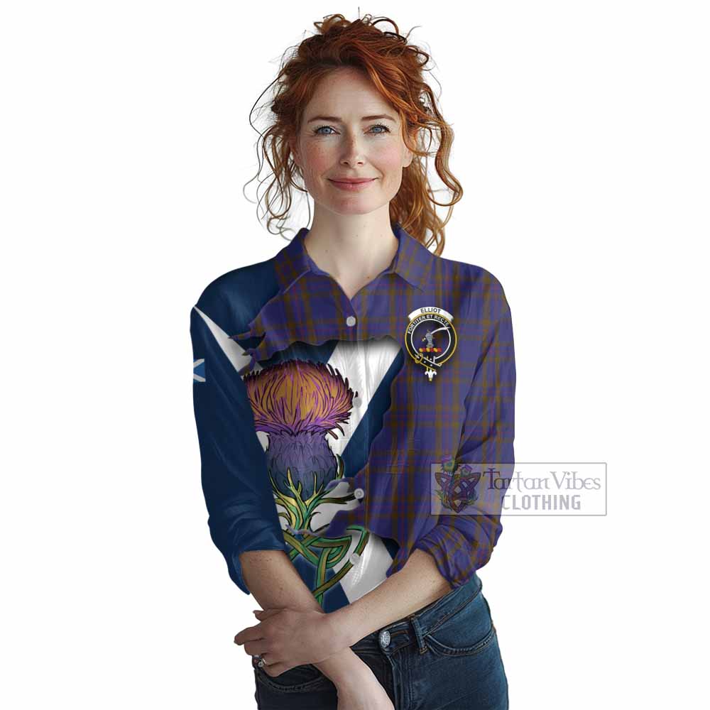 Tartan Vibes Clothing Elliot Tartan Family Crest Women's Casual Shirt Scottish Thistle Celtic Inspired