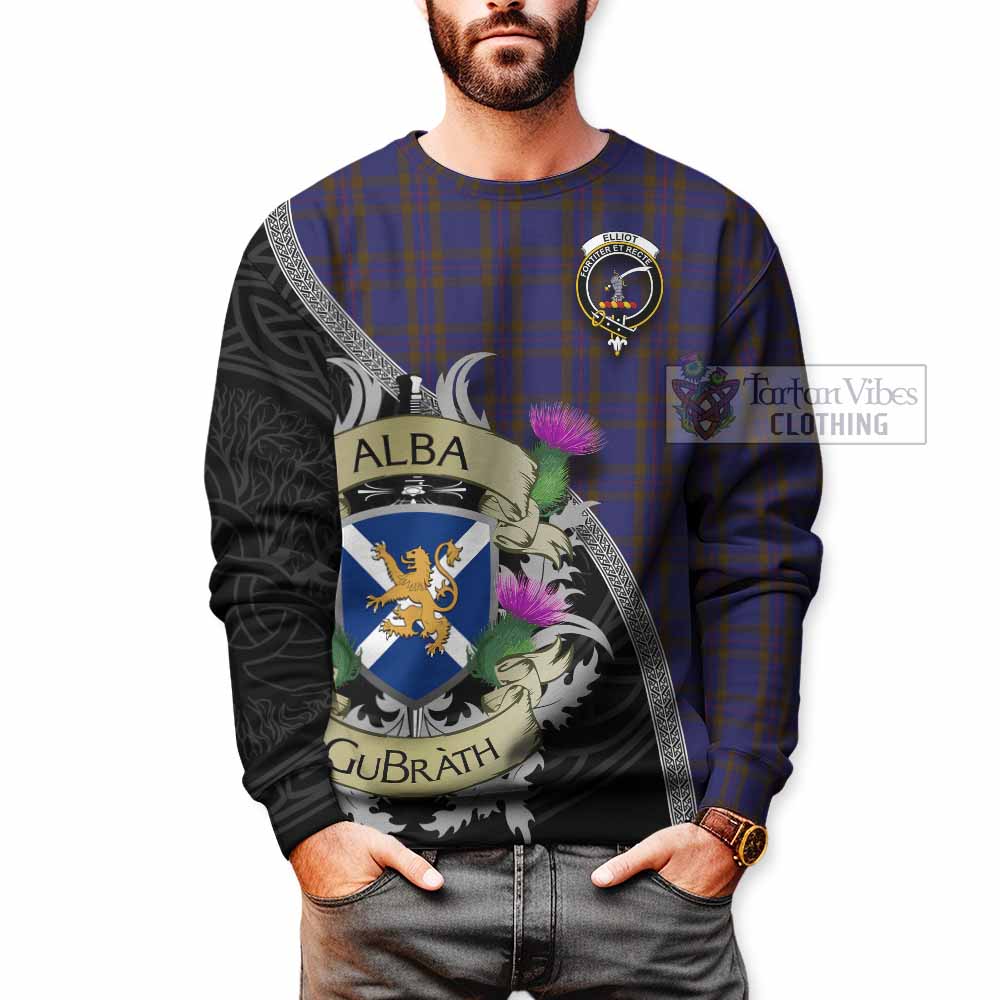 Tartan Vibes Clothing Elliot Tartan Family Crest Sweatshirt Lion Rampant Royal Thistle Shield Celtic Inspired
