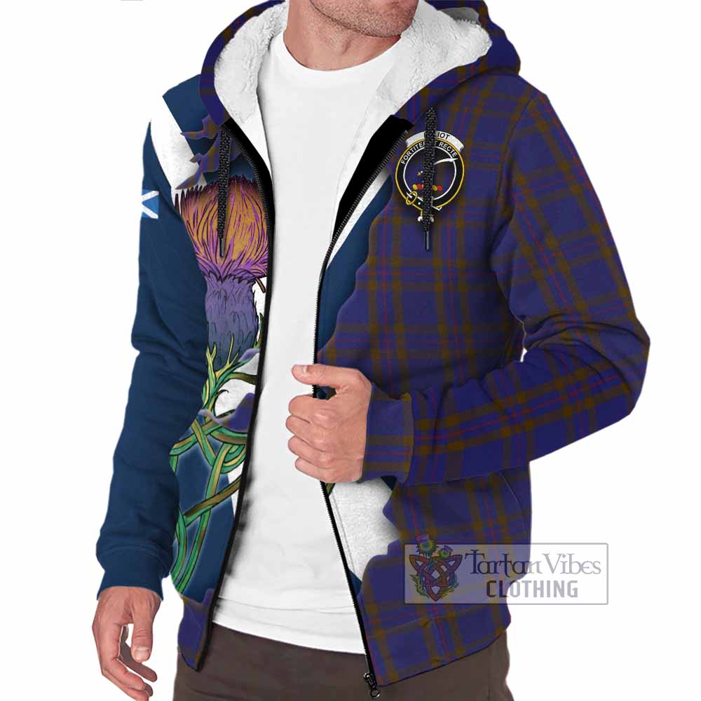 Tartan Vibes Clothing Elliot Tartan Family Crest Sherpa Hoodie Scottish Thistle Celtic Inspired