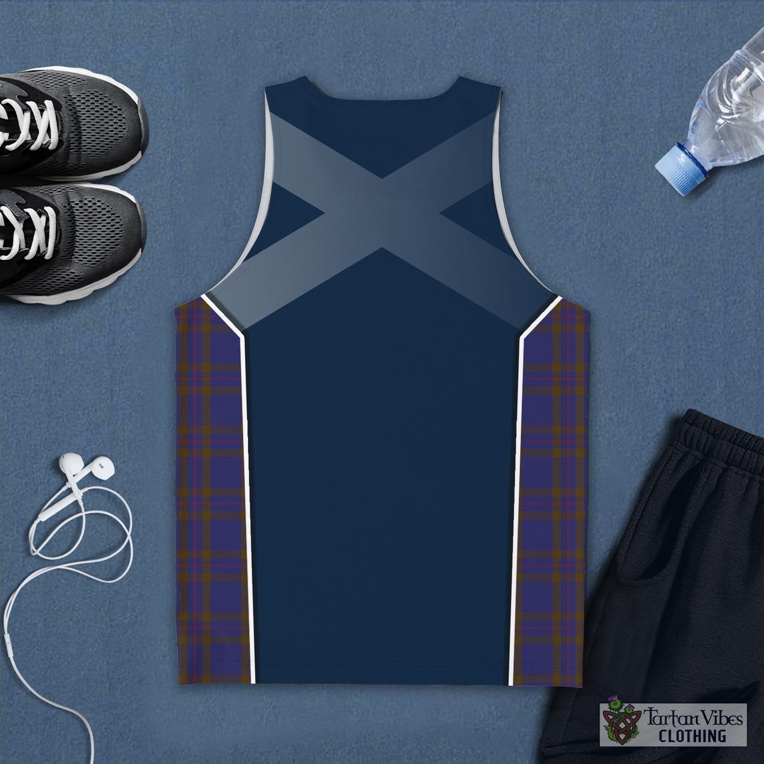 Tartan Vibes Clothing Elliot Tartan Men's Tanks Top with Family Crest and Scottish Thistle Vibes Sport Style