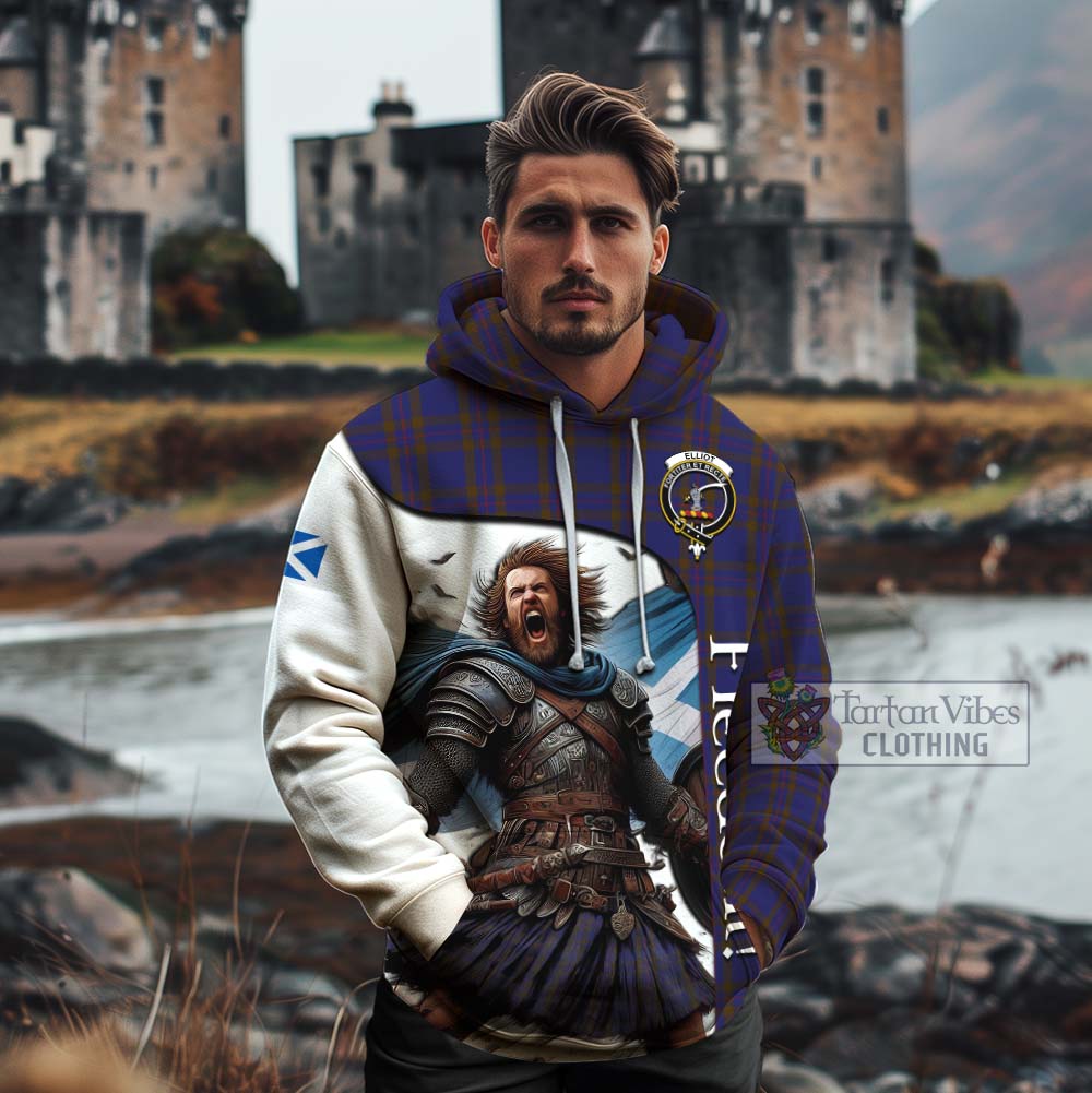 Tartan Vibes Clothing Elliot Crest Tartan Cotton Hoodie Inspired by the Freedom of Scottish Warrior