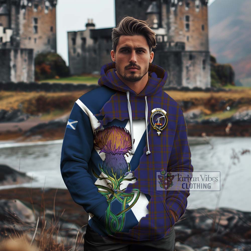 Tartan Vibes Clothing Elliot Tartan Family Crest Cotton Hoodie Scottish Thistle Celtic Inspired