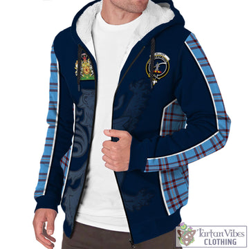 Elliot Ancient Tartan Sherpa Hoodie with Family Crest and Lion Rampant Vibes Sport Style
