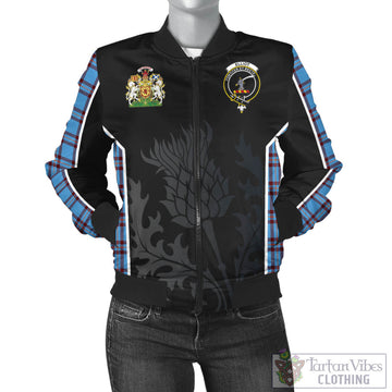 Elliot Ancient Tartan Bomber Jacket with Family Crest and Scottish Thistle Vibes Sport Style