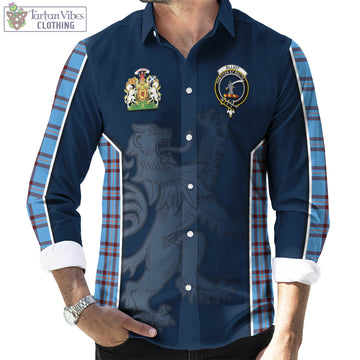 Elliot Ancient Tartan Long Sleeve Button Up Shirt with Family Crest and Lion Rampant Vibes Sport Style