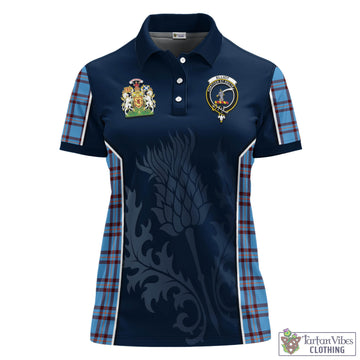 Elliot Ancient Tartan Women's Polo Shirt with Family Crest and Scottish Thistle Vibes Sport Style