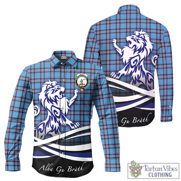 Elliot Ancient Tartan Long Sleeve Button Up Shirt with Alba Gu Brath Regal Lion Emblem