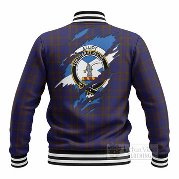 Elliot Clan Crest In Me Tartan Baseball Jacket Scotland Flag Style