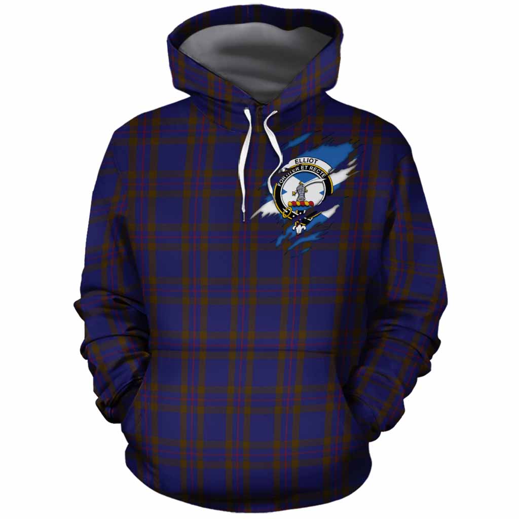 Elliot Clan Crest In Me Tartan Cotton Hoodie Scotland Flag Style