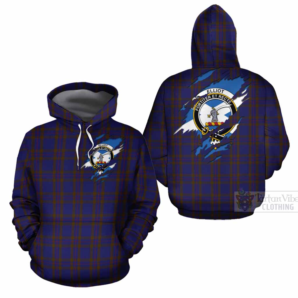Elliot Clan Crest In Me Tartan Cotton Hoodie Scotland Flag Style