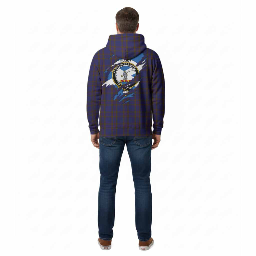 Elliot Clan Crest In Me Tartan Cotton Hoodie Scotland Flag Style